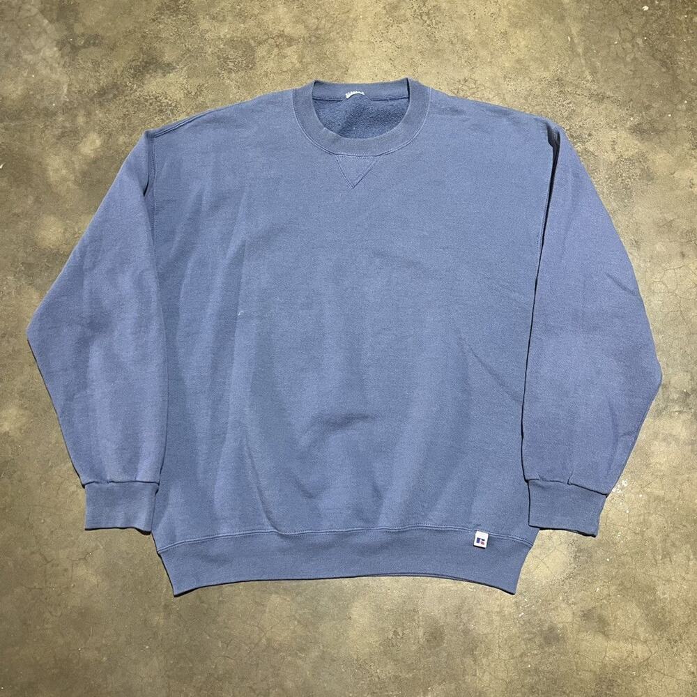 Vintage 90s Russell Athletic Blue Blank Boxy Sweatshirt